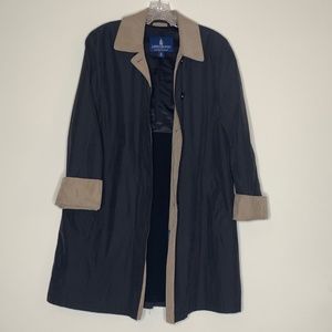 LondonFog (Limited Ed) black/tan long trench coat